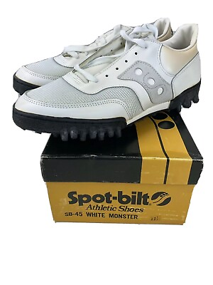 #ad Vintage Spot Bilt White Monster Football Shoes NOS SB 45 70s Cleats Rare $89.95