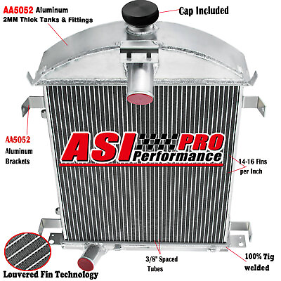 #ad 4 Row Radiator Aluminum For 1928 1929 Ford Model A AA Sedan Delivery 3.3L L4 MT $179.00