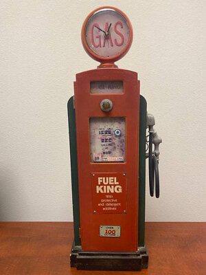 #ad Vintage Fuel King Gas Pump With Pocket Shelves amp; Clock 25quot; Tall Pristine Cond $215.00