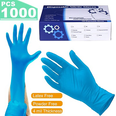 #ad 1000pcs Nitrile Gloves Powder Free Latex Rubber Free Disposable Food Safe M L US $151.99