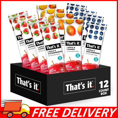 #ad 12pk That#x27;s it. Variety Pack 100% Natural Real Fruit Bar High Fiber Vegan 1.2oz $28.79