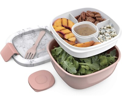 #ad Salad Stackable Lunch Container with Large Salad Bowl Compartments Fork Included $24.74