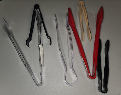 #ad #ad Lot of 6 Serving Tongs Plastic Salad Tong Various Sizes and Colors Red Black $9.99