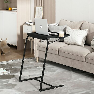 Adjustable TV Tray Table Tray Table Stand Folding Laptop Table w Cup Holder Home $33.99