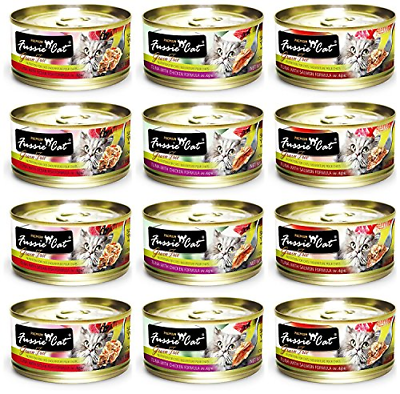 Fussie Cat Premium Grain Free Canned Cat Food 3 Flavor Variety Bundle: 4 Tuna 4 $29.21