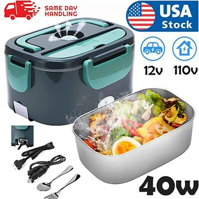 12V 110V Electric Lunch Box Food Heater Stainless Steel Container for Car Office $28.99