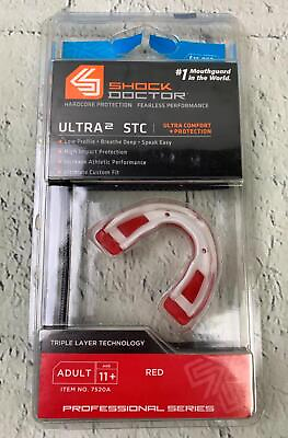 #ad Shock Doctor Ultra 2 STC Mouth Guard Detachable Strap Football Helmet Adult Red $25.49