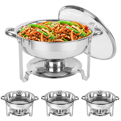 #ad New 4 Pack Stainless Steel Chafer Chafing Dish Sets Catering Food Warmer 5 QT $99.59