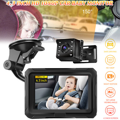 Baby Car Camera360° Rotation 1080P Baby Car Mirror with Night Vision 4.3#x27;#x27; LCD $36.99
