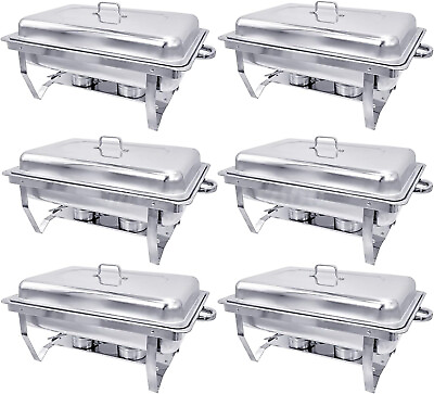 #ad #ad 6 Pack Stainless Steel Chafer Chafing Dish Sets Catering Food Warmer 9.5 QT $168.59
