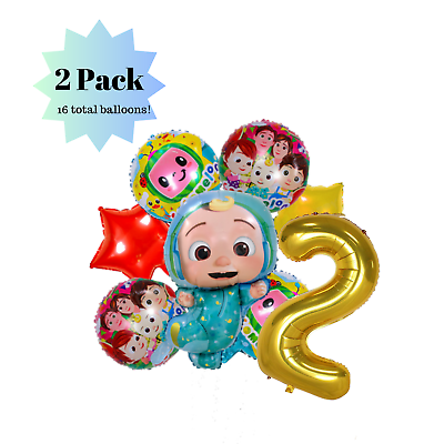 #ad #ad 2 Pack 16 total Cocomelon 2nd birthday foil Balloons Birthday Party $9.99