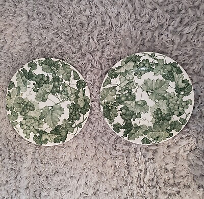 #ad Quadbifoglio Salad Plates Sst Of 2 Made In Italy Green Grapes Leaves Vines 8quot; $24.00