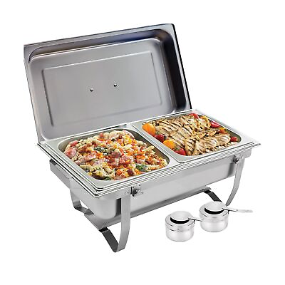 #ad Sterno Foldable Frame Stainless Steel Chafing Dish Buffet Set 8 Quart Silver $83.99