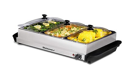 Portable Electric Buffet Server 3 Sectional Food Warmer Tray Stainless Steel US $55.53
