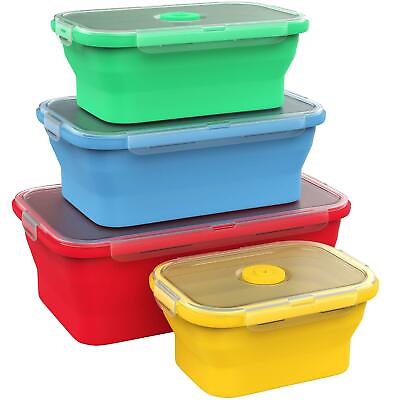 Vremi Silicone Food Storage Containers with BPA Free Airtight Plastic Lids Set $21.99