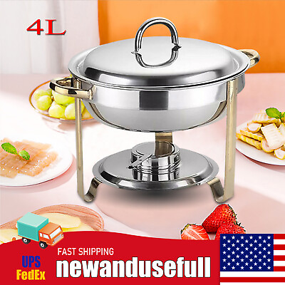 #ad Round Chafing Dish Buffet Chafer Food Warmer Set Stainless Steel4L with Lid $24.01