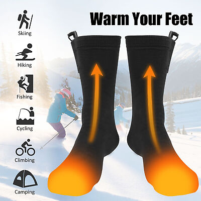 #ad Men Women Electric Heated Socks Winter Foot Warmer Rechargeable $16.92