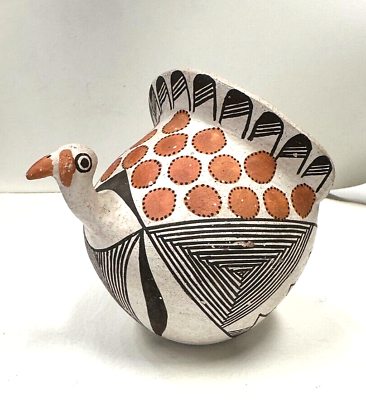 RARE MID CENTURY NATIVE AMERICAN LUCY M. LEWIS ACOMA POTTERY TURKEY 4.5quot; SIGNED $999.99