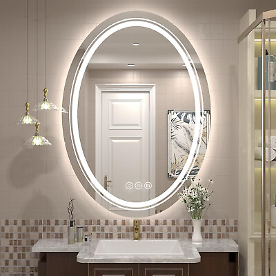#ad 28 32#x27;#x27; Oval LED Bathroom Wall Vanity Mirror Super Bright Touch Antifog Dimmable $89.93