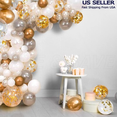#ad Balloon Arch Kit Garland Gold amp; White Wedding Party Baby Shower Decoration Decor $10.99