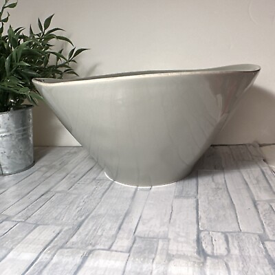 #ad Crate amp; Barrel Tall Round Bowl Salad Serving Bowl Gray Of Portugal NWOT $42.00