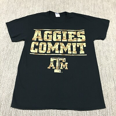 Texas Aamp;M Aggies Shirt Mens Medium Black Camo Football NCAA Short Sleeve Logo $13.22