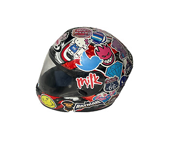 #ad HJC Slayer CL 16 MEDIUM Red and Black motor cycle helmet with stickers $50.00