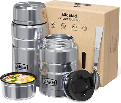 #ad Containers for Hot Food 2 Pack insulated food jar for hot Lunch box Silver $42.11