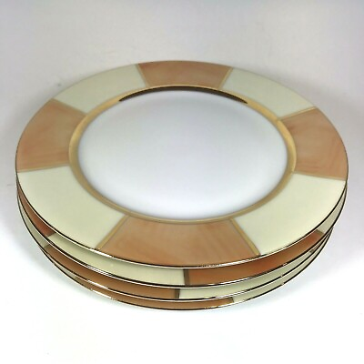 #ad Set 4 Pottery Barn Salad Plates Panels On Rim Gold Band IDG Japan 8.5quot; Dia $15.95