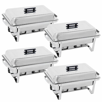 4 Pack 8QT Stainless Steel Chafing Dish Buffet Trays Chafer Buffet Warmer $134.58