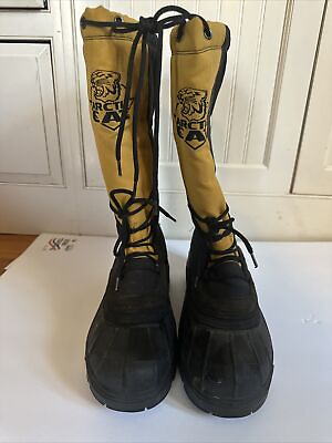 #ad Vintage Arctic Cat Snowmobile Snow Boots Size 9 Black Yellow With Liners $40.00