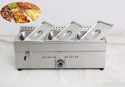 #ad 3 Pan LP GAS Food Warmer with Pressure Relief Valve Kitchen Catering Equipment $340.28