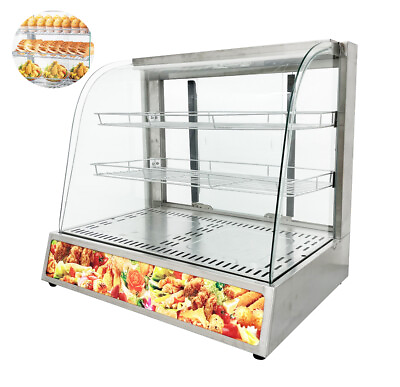 2Tier Pizza Warmer Display Case 26quot; 500W Food Warmer Cabinet with LED Lighting $276.00