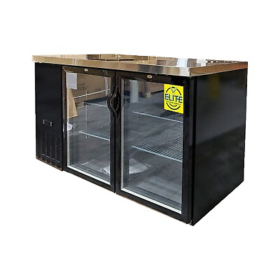 #ad New 60quot; Glass Door Back Bar Cooler Case Counter Height Refrigerator Black $1905.02