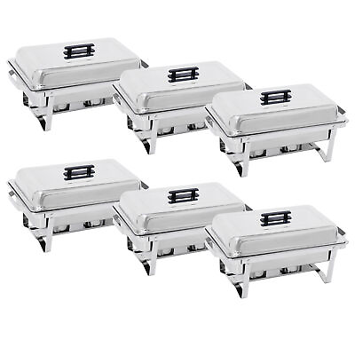 6 Pack 8QT Chafing Dish Stainless Steel Chafer Complete Set with Warmer $196.58