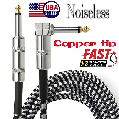 NEW 10ft NOISELESS Electric Guitar Bass Cable Pedal AMP Cord 1 4quot; USA KEYBOARD $8.95