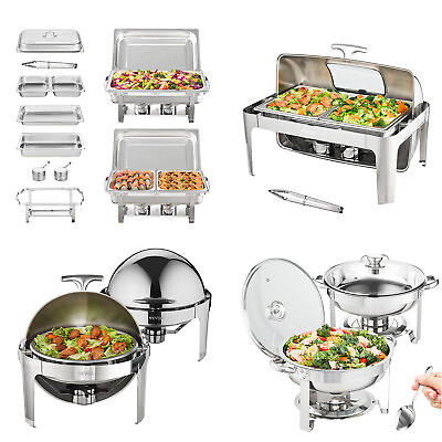 #ad VEVOR 2 4 6 Pack Chafing Dish 8qt Food Warmer Buffet Set Stainless Steel $76.19