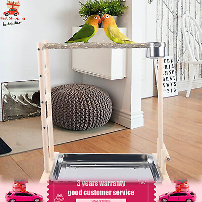 #ad Free Standing Wood Parrot Tree Bird Stand Rack Hanging Cage Perch2 Food Cups US $42.75
