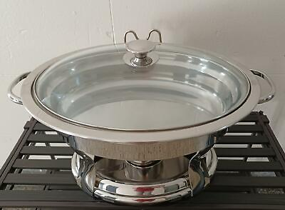 #ad EUC Stainless Steal 4.2 QT 4 L Oval Chafer Set with Glass Lid amp; Cover Holder $64.95