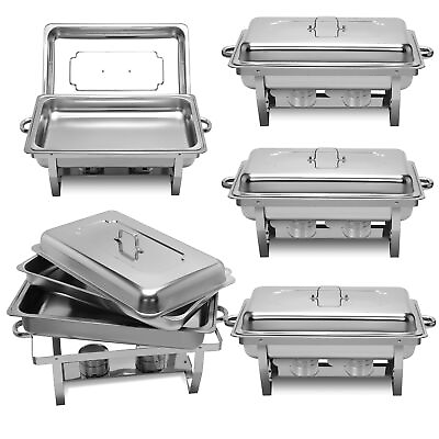 #ad #ad 4 Pack 9.5qt Chafing Dish Set With Full Size Food Pan Nonstick Stainless Steel C $256.24
