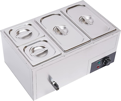 #ad 110V Food Soup Warmer 4 PanTable Food Grade Stainelss Steel Countertop Commerci $213.53