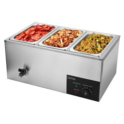 22QT Commercial Food Warmer Full Pan Electric Steam Table Stainless Steel Bain $92.99