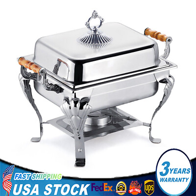 #ad 4 Pack Classic Stainless Chafer Chafing Dish Half Size Buffet Catering Warmer $224.20