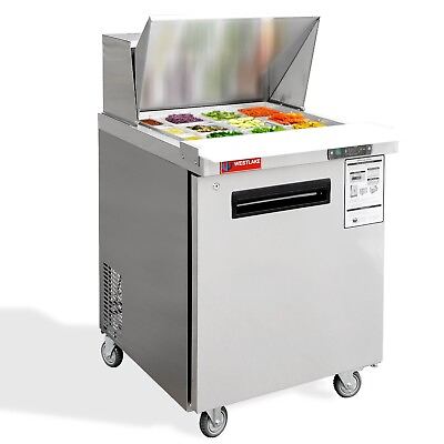 27#x27;W Stainless Steel MegaTop Refrigerator Sandwich Salad Prep Table With 12 Pans $1528.00