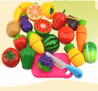 18Pcs Pretend Play Food Set Fruits amp; Vegetables Play Cutting Food Kitchen Toys $12.21