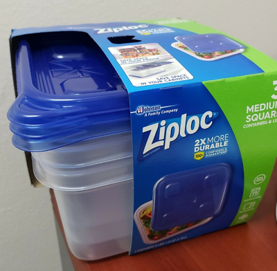 Ziploc Food Storage Container Set Medium Square 3ct OLD STYLE $11.90