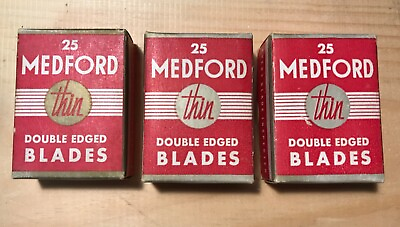#ad #ad RARE VINTAGE 2 FULL AND 1 PARTIAL BOX OF MEDFORD DOUBLE EDGED BLADES WITH VAULT $65.99