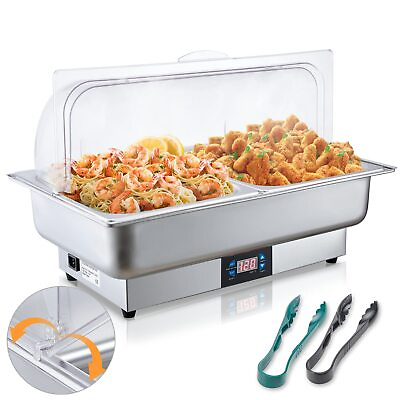 #ad Electric Chafing Dish 9 QT Adjustable 0°C 100°C Roll Top Half Size Auto ShutO... $218.95