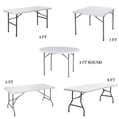 #ad 3 4 6 8 FT Plastic Folding Table Portable Picnic Camping Table Indoor Outdoor $48.58
