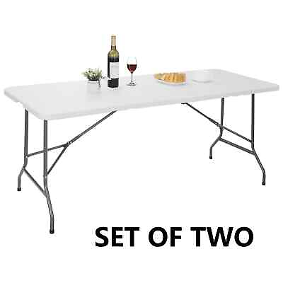 2X 6#x27; Portable Folding Table Plastic Indoor Outdoor Picnic Party Camp Dining $107.58